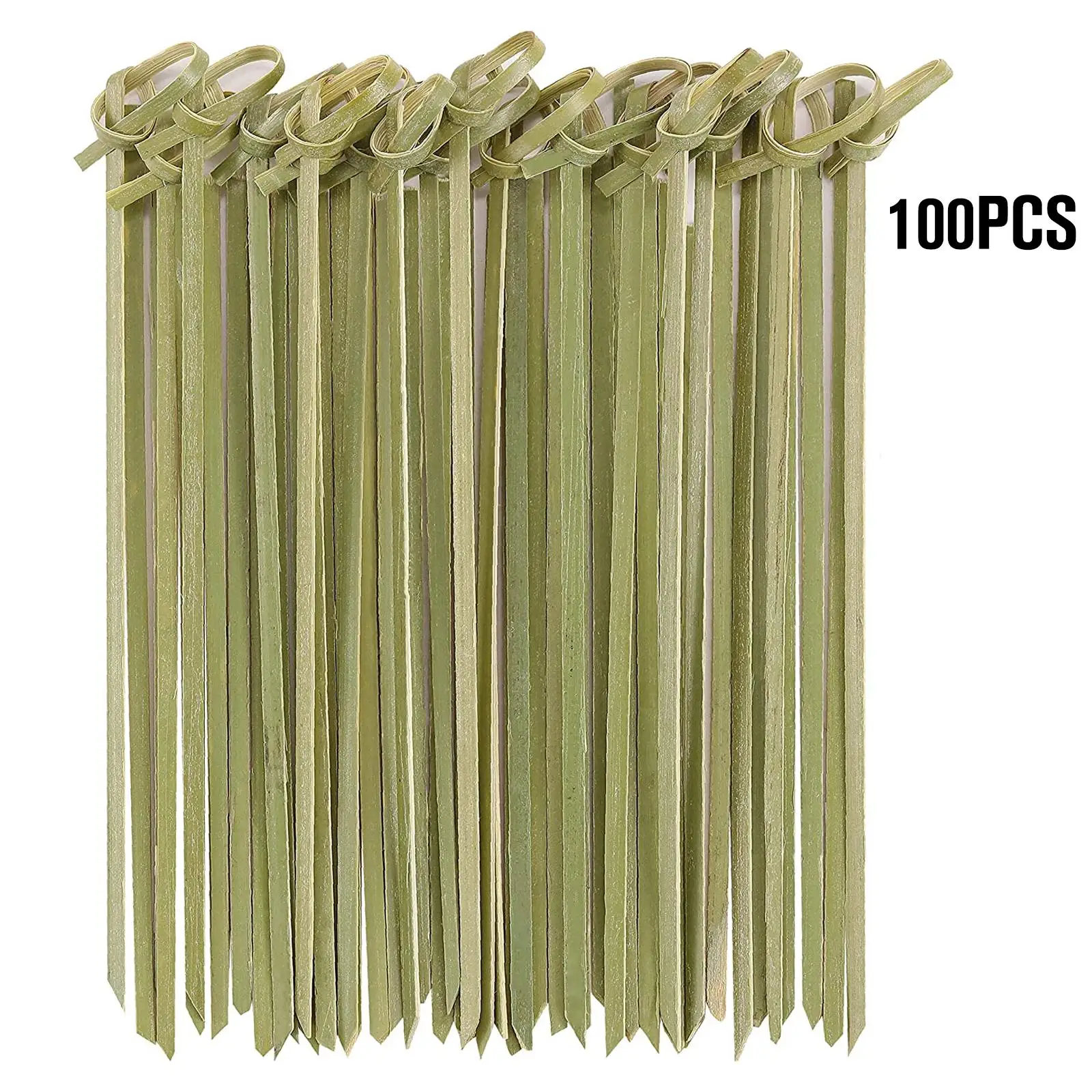 100 Adet Tek Kullanımlık Bambu Kravat Bambu Düğüm Seçtikleri 4.72 İnç Meze, Sandviç, kokteyl İçecekler Şiş Kürdan Görüntü 1