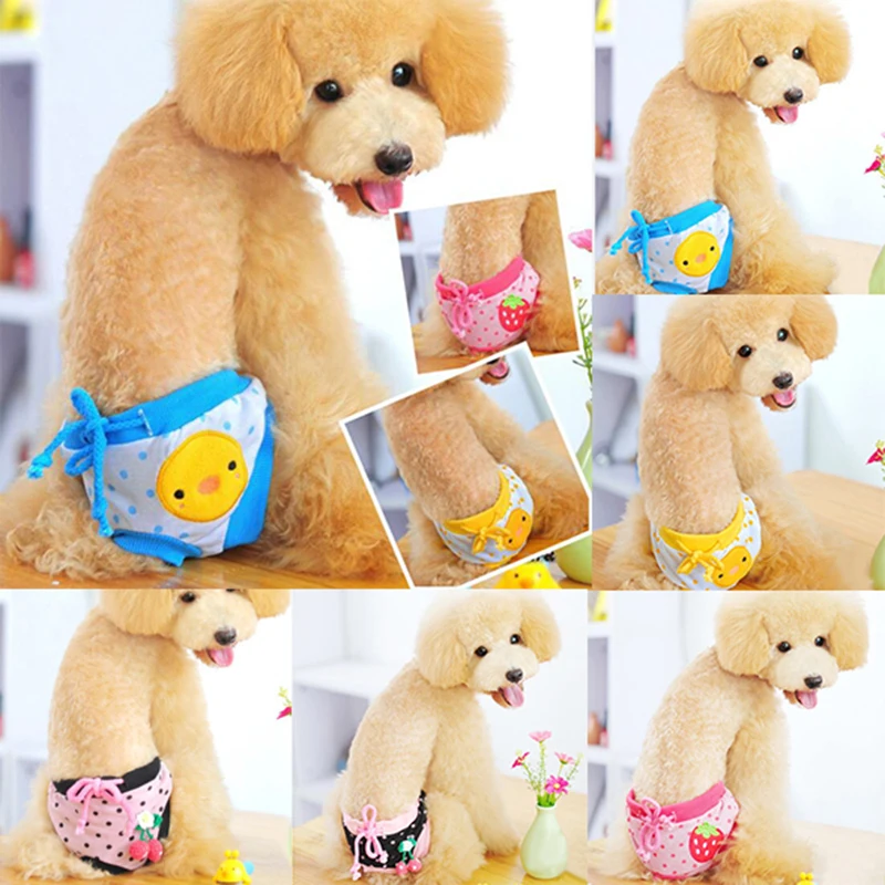1 ADET Köpek Fizyolojik Pantolon Sevimli Çilek Baskı Bezi Sıhhi Köpek Şort Külot Küçük Orta Köpekler İçin Bebek Bezi Köpek İç Çamaşırı Görüntü 1