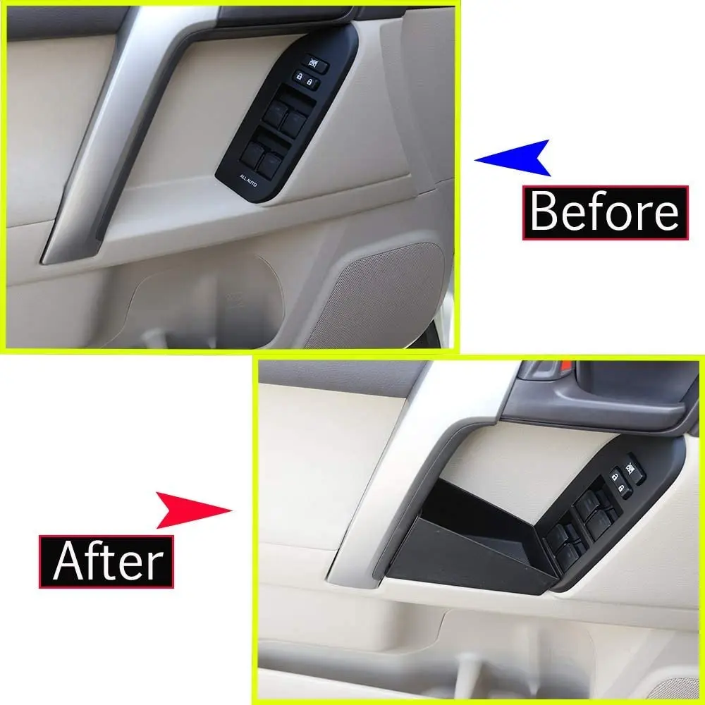 ABS Plastik Araba Kapı Ön saklama kutusu Telefon Tepsisi Aksesuarları Siyah Toyota Land Cruiser Prado İçin FJ150 150 2018 Görüntü 1