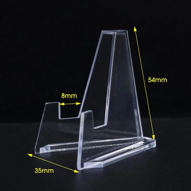 Plastik üçgen teşhir standı hatıra parası teşhir Standı Şeffaf Dekoratif Standı Kartvizit Madalya Üçgen Standı Görüntü 5