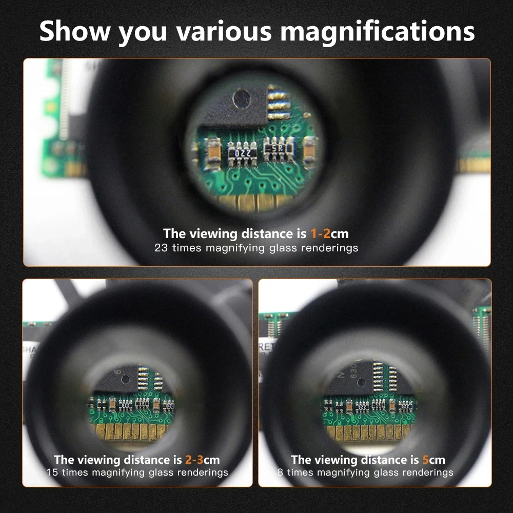 Yeni 2 LED Kafa Monte Aydınlatıcı Mikroskop Kafa Onarım LED lamba ışığı Büyüteç ile 8x 15x 23x Büyüteç Büyüteç Görüntü 3