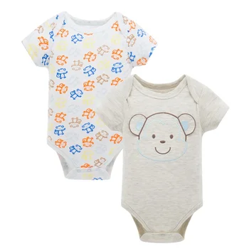 2 adet / takım Bebek Erkek Kız Kısa Kollu Tulum Yaz Yenidoğan Bebek Giysileri Toddler Kostüm Tulum KF109 2