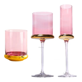 Yüksek kaliteli sanat 250-500ml şarap bardağı ışık Lüks kadeh viski şampanya kadehi Elektroliz Metal taban Çok Amaçlı Barware 2