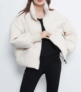 2022 Kadın Moda Parkas Kalın Sıcak Gevşek kapitone ceket Ceket Vintage Uzun Kollu Cepler Kadın Giyim Chic Tops 2