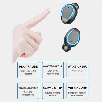 Mini TWS Bluetooth 5.0 Stereo Kulaklık Kablosuz Spor Mikrofon Kulaklık İle LED Dijital Ekran Kulaklık iPhone 13 XR 2