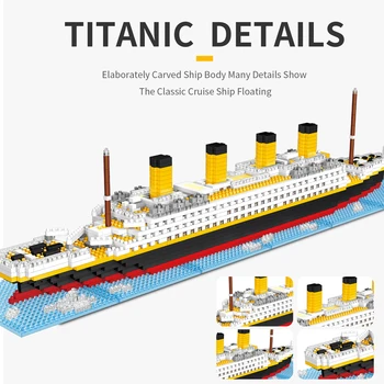 1700 + Adet Titanic Yapı Taşları 3D Minyatür Yapı Taşları Büyük Yolcu Gemisi Modeli DIY Yapı Taşları çocuk Oyuncakları 2