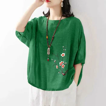 Yaz Üst Asya Tarzı Keten Giyim Kadınlar İçin Çin Geleneksel Giyim Gömlek Kadın Etnik Giyim Vintage Tang Takım Elbise Hanfu 2