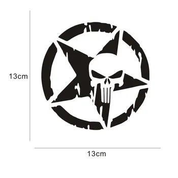 13cm*13cm Araba Çıkartmaları Pentagramı Beş Köşeli Yıldız Kafatasları Punisher Yaratıcı Çıkartmaları Vinil Otomatik Ayar Şekillendirici 25cm 33cm 50cm 2