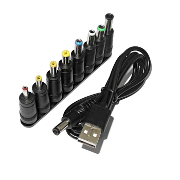USB Evrensel DC Güç Kablosu 8 + 1 adet 5.5*2.1 mm Dc jack konnektörü Dc güç kaynağı adaptörü Led Şerit İşıklar için Mini Projektör 2