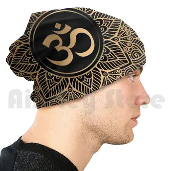 Altın Mandala Bere Hedging Kap DIY Baskı Yastık Altın Altın Mandala Om Yoga Aum Ohm Kına 2