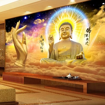 Özel 3D Fotoğraf Duvar Kağıdı Altın Buda Heykeli sanatsal fresk Otel Salonu Oturma Odası Restoran Budist Tapınağı Duvar Dekor Boyama 2