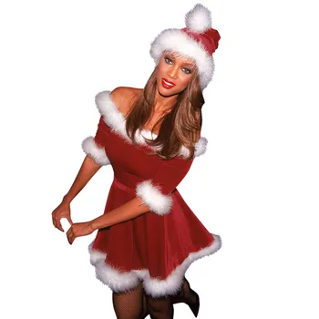 Noel Fantezi Parti Elbisesi Moda Bayan Baba Elbise Takım Elbise Kadın Seksi Santa Kıyafetler Sonbahar Kış Elbise Sıcak Bayanlar Kadife Elbise 2