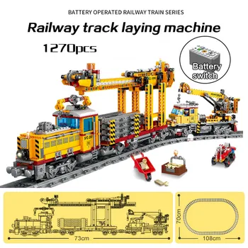 Gelişmiş Modeli Yapı Taşları Elektrikli Tren Seti demiryolu rayı Güç Motor Döşeme Ağır Yük Makinesi Askeri Şehir oyuncaklar Hediye 2