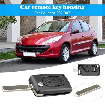 Araba Aksesuarları 2 Düğme Çevirme Katlanır Uzaktan Anahtar Fob Vaka Boş Araba Anahtarı Kabuk Peugeot 207 307 için 2