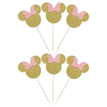 Minnie Mouse pembe Kek Topper ve Kek Topper 1st Doğum Günü Partisi Malzemeleri Süslemeleri bebek kız favor doğum günü pastası dekor 2