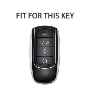 4 Düğme TPU + Deri Araba Anahtarı Durum Kapak Chery Tiggo İçin 8 artı 8 Pro 7 Pro Arrizo 5 artı 2021 Araba Tutucu Çanta Şekillendirici Aksesuarları 2