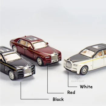 1/24 Rolls Royce Phantom Alaşım pres döküm model araba Oyuncak Geri Çekin Ses Ve ışık Kauçuk Lastik Metal Araç Gövde Oyuncaklar çocuklar İçin 2