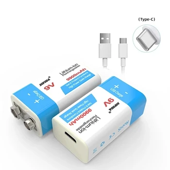 9 V Li-İon pil USB döngüsü şarj pil 9 V 9900 mAh kamera ve diğer elektronik ürünler serisi için uygundur + USB hattı 2
