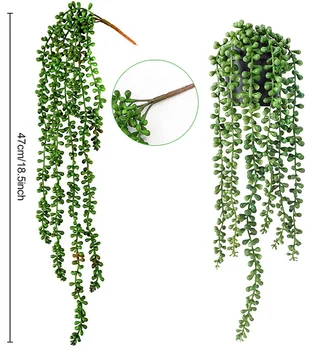 Yapay Succulents Asılı duvar bitkileri Okaliptüs Mandala Asılı Saksı Plastik Garland Düğün Ev Dekor Rattan Bonsai 2