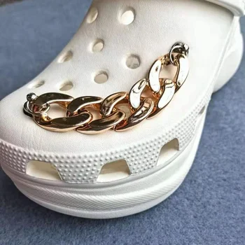 Renkli Metal Zincir Croc Takılar Tasarımcı DIY Ayakkabı Dekorasyon Aksesuarları CROC PERGEL Takunya Çocuk Erkek Kadın Kız Hediyeler 2
