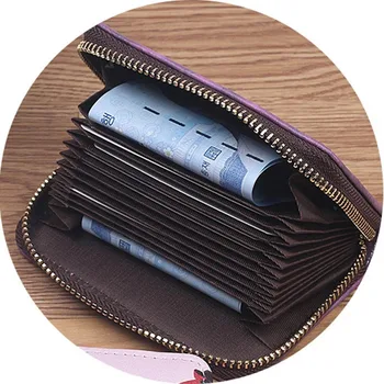 Kawaii Kedi Kadın Kızlar Organ kart çantası pu deri cüzdan Karikatür Kartvizit kutusu Kredi kart tutucu Mini Fermuarlı el çantası 2