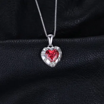 JewelryPalace Aşk Kalp 2ct Oluşturulan Yakut 925 Ayar Gümüş Kolye Kolye Kadınlar ıçin moda takı Hiçbir Zincir Yeni Varış 2