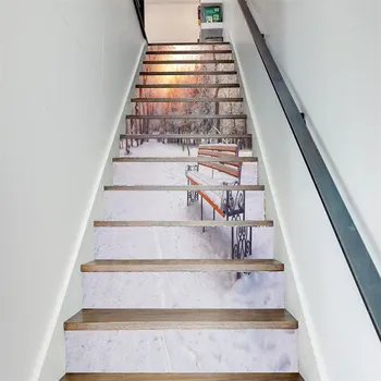 6 adet/13 adet Noel Baba Çıkartmalar Merdiven PVC DIY Yapışkanlı Duvar Kağıdı Noel Merdiven Dekorasyon Duvar Çıkartmaları trappen etiket 2