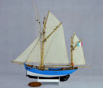 ahşap gemi kiti ölçekli 1/50 Fransız balıkçı teknesi kiti ahşap yelkenli balıkçı gemisi modeli Lucy 2