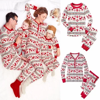 Noel Pijama Aile Eşleştirme 2021 Anne Kızı Pijama Seti Uzun Kollu Kıyafeti Kıyafetler Çocuk Kostümleri Yeni Yıl 2
