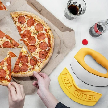 2022 Yeni Ağır Pizza Bıçağı Kesiciler Dilimleme Koruyucu Kapak ve Kaymaz Saplı Mutfak Hediye Yemek Pişirmek için Sevgilisi Dayanıklı 2