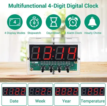 Dijital saat kiti 4 haneli şarj edilebilir SMD SMT elektronik kontrollü lehimleme uygulama kiti ışık DC 5V 2
