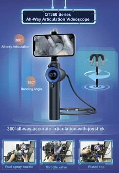 HD 6MM Endoskop Kamera 360 Derece Direksiyon Endüstriyel boroskop endoskop Araba Muayene Kamera İle 8 LED iPhone Android için 2