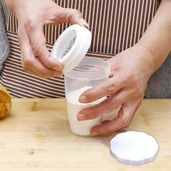 Plastik El Toz Shaker Örgü Un Cıvata Elek Manuel Şeker Buzlanma Shaker Pişirme Shaker Elek DIY Mutfak Aracı 2