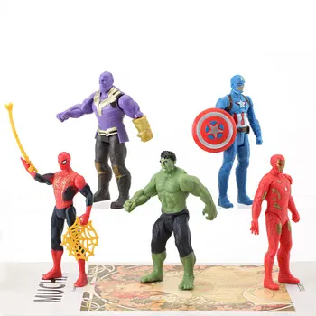 5 adet / grup Avengers Infinity Savaş Aksiyon Figürleri Oyuncaklar Örümcek Adam Hulk Kaptan Amerika Demir Adam Thanos Model Oyuncaklar Hediyeler 2