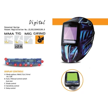 Profesyonel Otomatik Kararan Kaynak Maskesi 3 Görünüm Gerçek Renk 100x93mm DIN 4-13 Optik 1111 5 Sensörler EN379 Kaynak Kask 2
