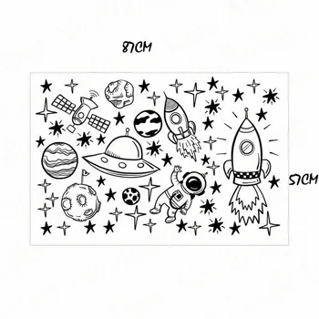 Duvar Sticker Çocuk Odası Dış Uzay Kreş Duvar Sticker Roket Gemi Astronot Vinil Dekor Gezegen Dekorasyon WL1585 2