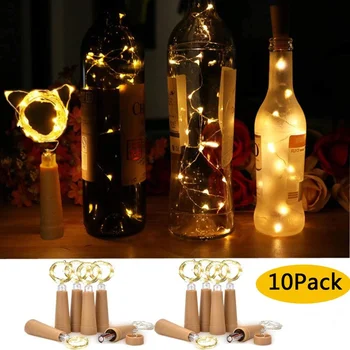 10 Adet / grup şarap şişesi ışık LED Mantar Dize İşıklar Pil Kumandalı Gümüş Tel Peri İşıklar İçin Parti Noel Düğün masa süsü 2