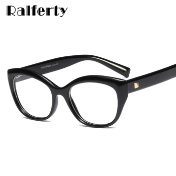 Ralferty Yüksek Kaliteli Kadın Gözlük Çerçevesi Kedi Gözü Vintage Gözlük Çerçevesi Kadın Siyah Leopar Puan Diyoptri F95154 2