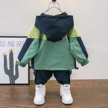 2022 Erkek Bebek Spor Giyim Seti Kapşonlu Pamuklu Ceket + Pantolon 2 ADET rahat Giyim Takım Elbise Bahar Sonbahar Erkek Rahat Suits3 4 5 6 7 8 Yıl 2