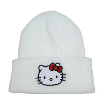 Kawaii Yeni Anime Hello Kitty Kedi Şapka Sanrio Örme Şapka Karikatür Yaratıcı Sevimli Kış Yumuşak Sıcak Şapka Gösterisi Küçük Hediye Kızlar için 2