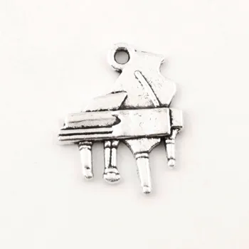 35 Adet Gümüş Renk Güzel Piyano Takılar Müzik Aletleri Kolye Fit Takı Yapma Aksesuarları Dropshipping 16X20mm A1025 2