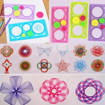 Çizim Kart Oyunları Oyuncaklar Geometri Spirograph Çizim Şablonlar Boyama Şablon Cetveller Sanat El Sanatları Çocuk Çocuk eğitici oyuncak 2