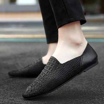 Erkek makosen ayakkabı Hakiki Deri Lüks Moda rahat ayakkabılar üzerinde kayma Hafif Rahat Custom Made Timsah Ayakkabı 2