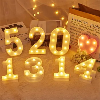 Alfabe Mektubu LED ışıkları aydınlık numarası Lambası Dekor pil Gece Lambası Ev Düğün Doğum Günü Noel Partisi Dekorasyon için. 2