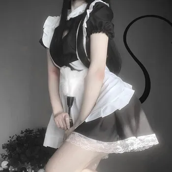 Seksi Cosplay Tatlı Lolita Elbise Japon Hizmetçi Kostümü Anime Cosplay Kawaii Kahve Bar Üniforma Kadın Cadılar Bayramı Kıyafet 2