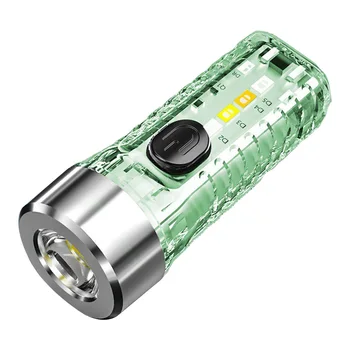 Minyatür ışıklı anahtarlık USB C LED fener şarj edilebilir mıknatıs kamp UV çok fonksiyonlu taşınabilir keten ışıkları El feneri 2