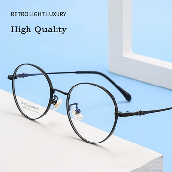 KatKanı Ultra hafif Saf Titanyum Gözlük Çerçevesi Geniş Yan Retro Moda Miyopi / Hipermetrop Gözlük Çerçevesi Erkekler ve Kadınlar 19202 2