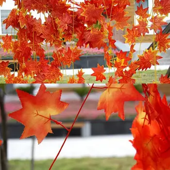 2.3 M Yapay Asma Kırmızı Sonbahar Akçaağaç Yaprağı Sahte Garland Bitkiler Yeşillik Bahçe Düğün Parti Ev Dekorasyon İçin 2