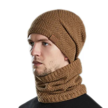 Yeni Unisex Eklemek Polar Astarlı Kış Şapka Yün Sıcak Örme şapka seti Kalın Yumuşak Streç Kış Şapka Erkekler Kadınlar İçin Eğlence Bere Kap 2