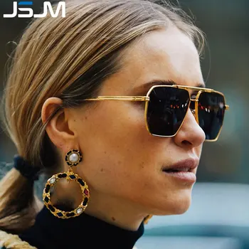 JSJM Lüks Moda Polarize Güneş Gözlüğü Kadın Erkek Klasik Marka Tasarımcısı Metal Degrade güneş gözlüğü Gözlük Punk Gözlük UV400 2